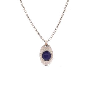 Κολιέ Χειροποίητο οβάλ με μοβ σμάλτο