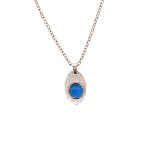 Κολιέ Χειροποίητο οβάλ με μπλε σμάλτο