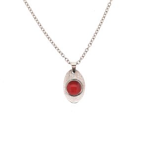 Κολιέ Χειροποίητο οβάλ με κόκκινο σμάλτο