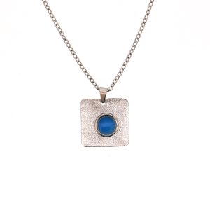 Κολιέ Χειροποίητο τετράγωνο με μπλε σμάλτο