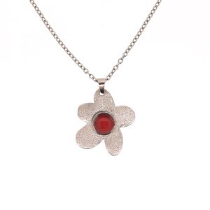 Κολιέ Χειροποίητο λουλούδι με κόκκινο σμάλτο