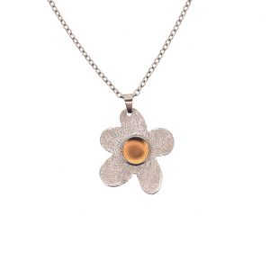 Κολιέ Χειροποίητο λουλούδι με χρυσό σμάλτο