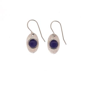 Σκουλαρίκια Χειροποίητα οβάλ με μοβ σμάλτο