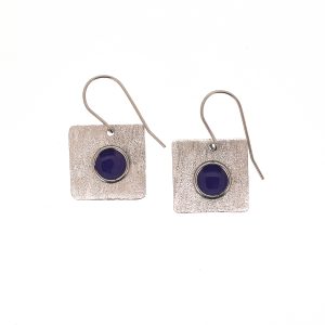 Σκουλαρίκια Χειροποίητα τετράγωνα με μοβ σμάλτο