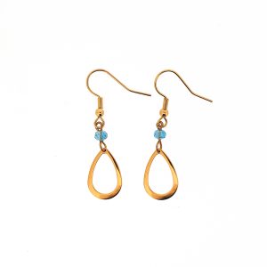 Χειροποίητα Σκουλαρίκια δάκρυ με μπλε κρυσταλλάκι