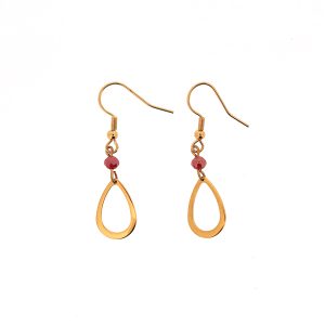 Χειροποίητα Σκουλαρίκια δάκρυ με κόκκινο κρυσταλλάκι